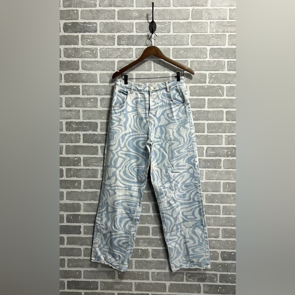 Tiger Mist Women's Jeans Blue Graphic Cotton with Polyester Straight Size L - Picture 1 of 8